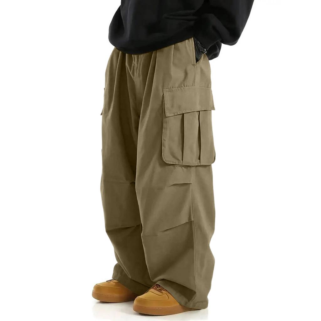 Men's Workwear Casual Pants, Outdoor Multi-pocket Loose Straight-cut Long Pants, Vintage Sports , Large Size Pants
