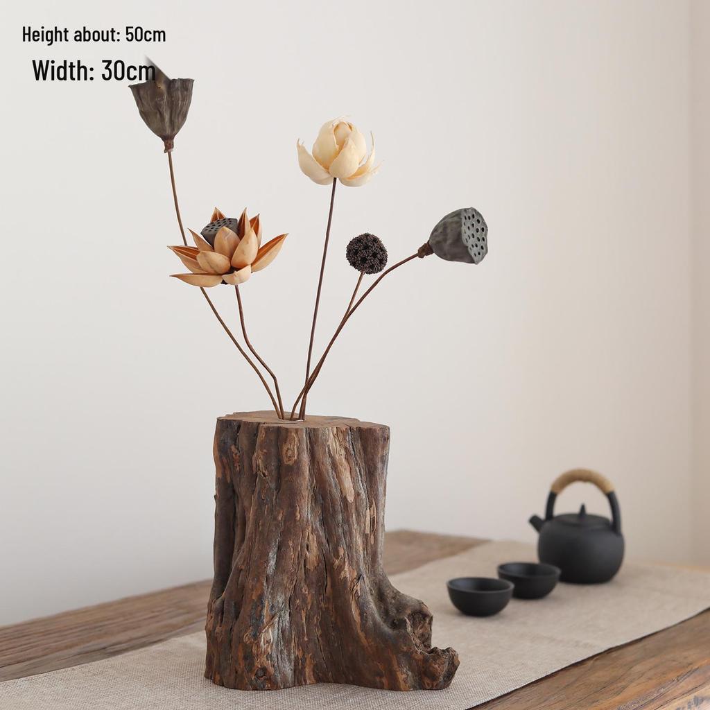 Zen Chinese Retro Teahouse Décor: Dried Branches & Flowers for Living Room Entranceway