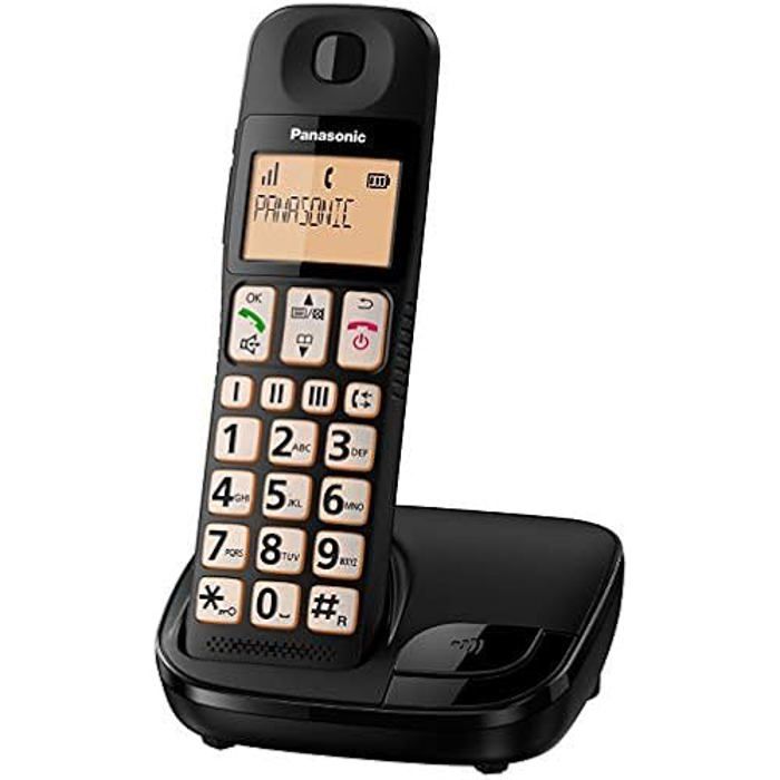 Téléphone Sans Fil PANASONIC KX-TGE110 JTB - Grandes Touches - Contrôle Du Volume Rapide - Mains Libres - Blanc