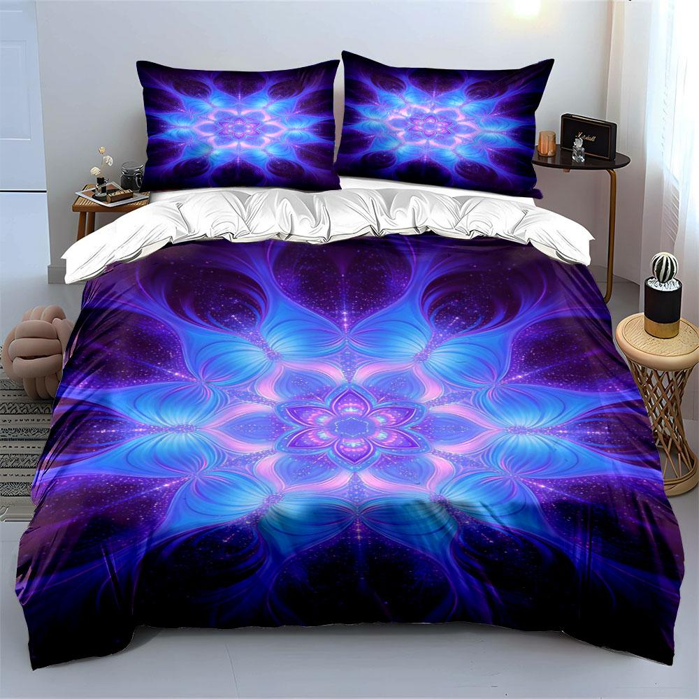 Glowing floral mandala pattern. Bedding sets Duvet cover sets Duvet covers Pillowcases(1 * Duvet Cover 2 * Pillowcases without duvet insert)