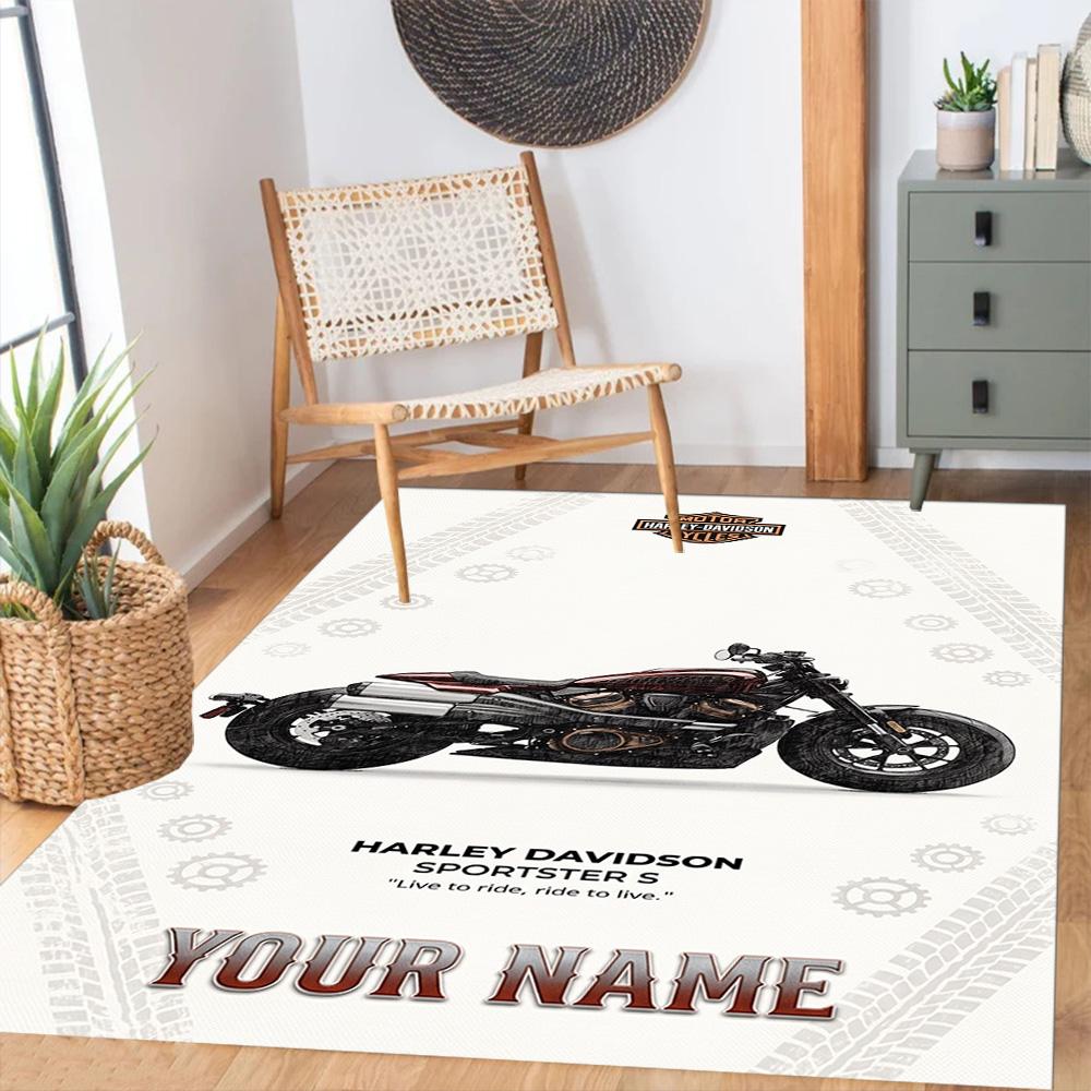 Harley-davidson Motorcycles Customize Your Name Floor Mat Perfect for Outdoor Dining Room Entryway Kitchen Antislip Carpet Anime Office Decor