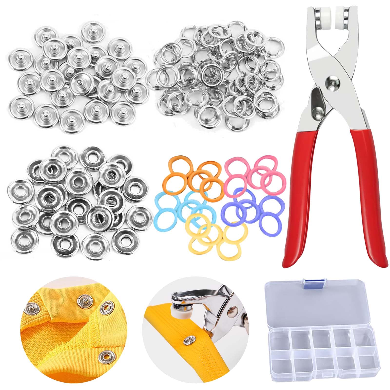 

EsiFare Snap Buttons Eyelet Punch Set Metal Ring Buttons DIY Handcraft Pliers Easy Operation Suitable for Fabric Leather Clothing Hats Bags Shoes