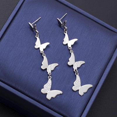 Korean Fashion Metal Butterfly Tassel Earrings - High-End Dynamic Christmas Jewelry for Women