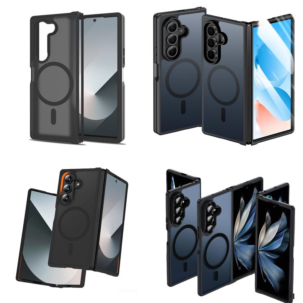Slim Design Clear Matte Hard PC Magnetic Camera Lens Protection Folding Phone Case for Galaxy Z Fold 7 5G 6 8 Wide Men Women