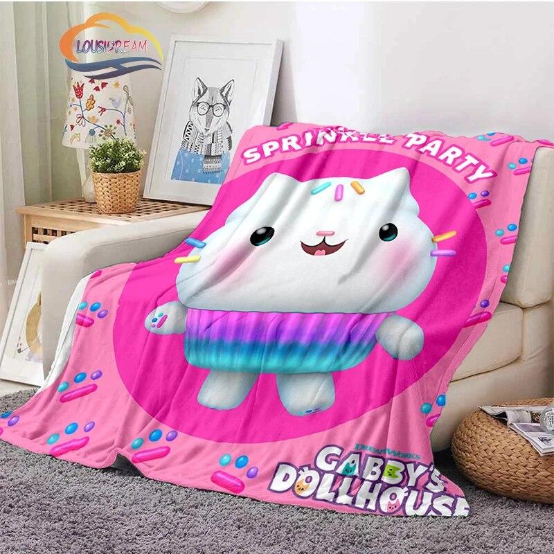 Cartoon Gabby's Dollhouse Cute Cashmere Blanket Children and Girls Warm Portable Plush Cozy Throw Blanket Bed Sofa Blanket