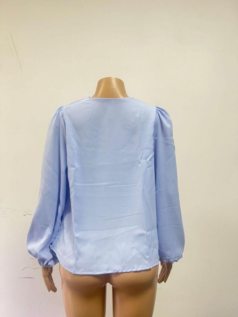 European & American Chiffon Long-Sleeve Loose V-Neck Women's Top