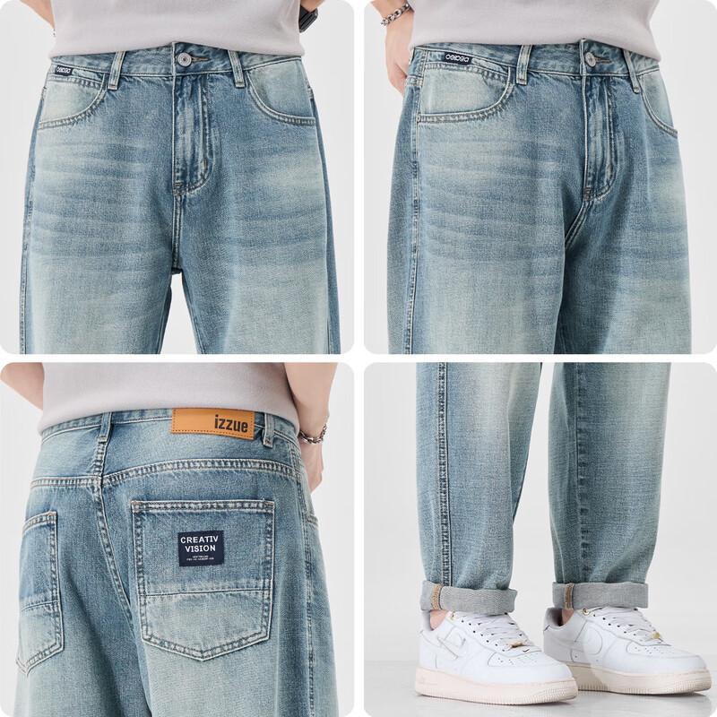 izzue it Men's Tencel Lyocell Washed Straight-Leg Jeans