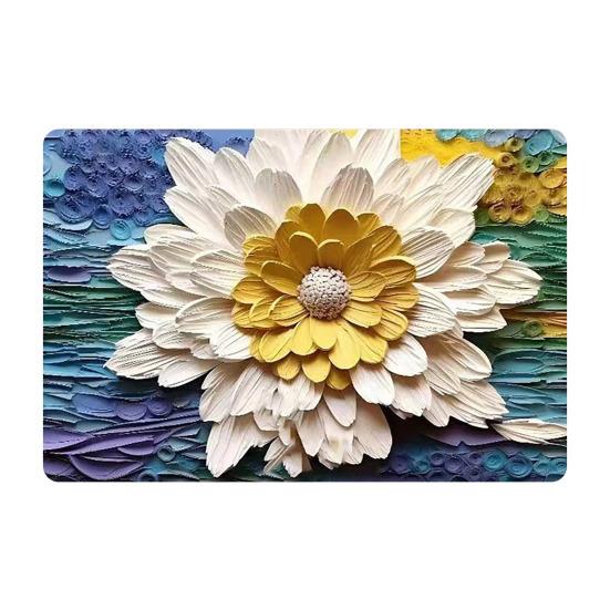 Floor Mat 3D Visual Effect Flower Pattern Non-Slip Backing Rug Living Room Bedroom Hallway Entryway Playroom Decor