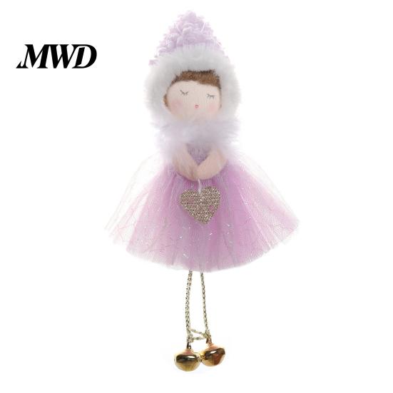 Small Decorative Keepsakes Christmas Angel Hanging Ornaments, Tulle Dress Doll Pendant Pastel Holiday Home Decor with Bell for Xmas Tree Wedding Party