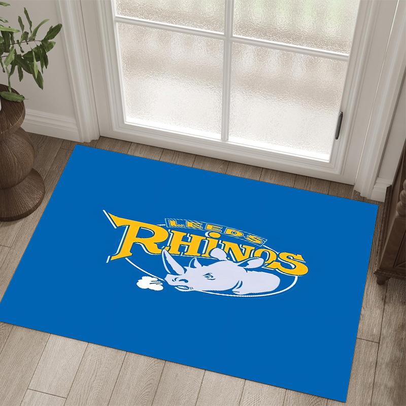 Leeds Rhinos Design Crystal Velvet Carpet Cozy Non?Slip Printed Rug For Bedroom Living Room Entrance