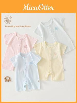 Baby Katoenen Romper Zomer Lichtgewicht Zonder Botjes Antibacterieel Voor Pasgeborenen En Peuters