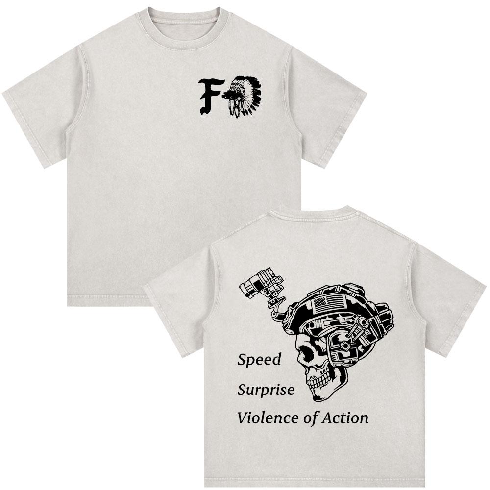 Forward Observations Group Skeleton Vintage Washed Tshirt Men Women Clothing Fashion Retro Oversized Casual T Shirt Streetwear