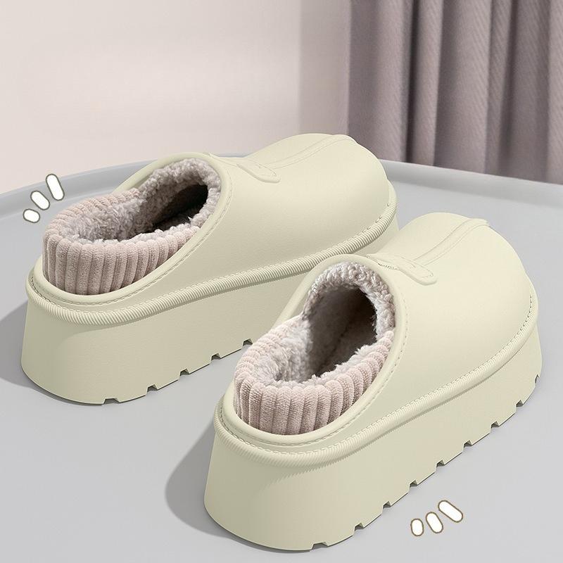 

Нескользящая обувь, тапочки, женские флисовые теплые сумки на толстой подошве, хлопок, водонепроницаемые Fits 39-40 бежевый