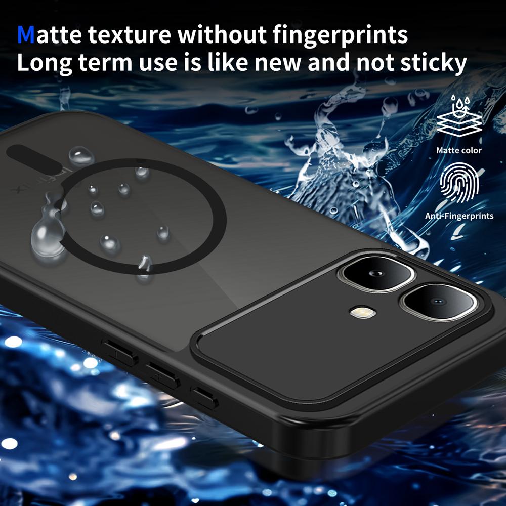 KEYSION Custodia Magnetica per Telefono per Infinix Smart 20 Silicone Morbido+PC Opaca Traslucida Nera Cover Posteriore Antiurto per Smart 20