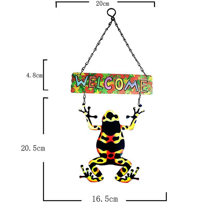 Welcome Sign Metal Front Door Decor Simulation Frog Garden Hanging Pendant Rural Colorful Spring Home Decoration