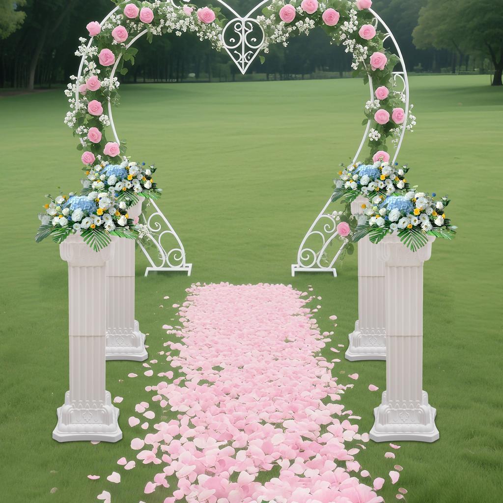 4-Pack Wedding Roman Column Pillars, 30x90cm White Plastic Faux Marble Pillar, Event Party Decoration, Garden Landscaping Prop