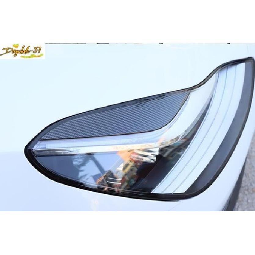 For Tesla Model 3 2017- Carbon Fiber Front Headlight Lamp Eyebrow Trim