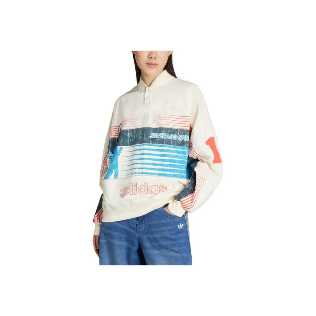 adidas Archive Summersport Oversized Sweatshirt For Women Cream White JW0148