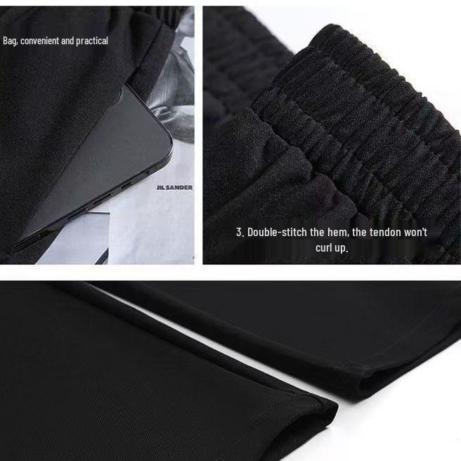 Women's High-Waist Black Wide-Leg Pants: 2026 Spring/Summer Petite Casual Drapey Long Straight Pants