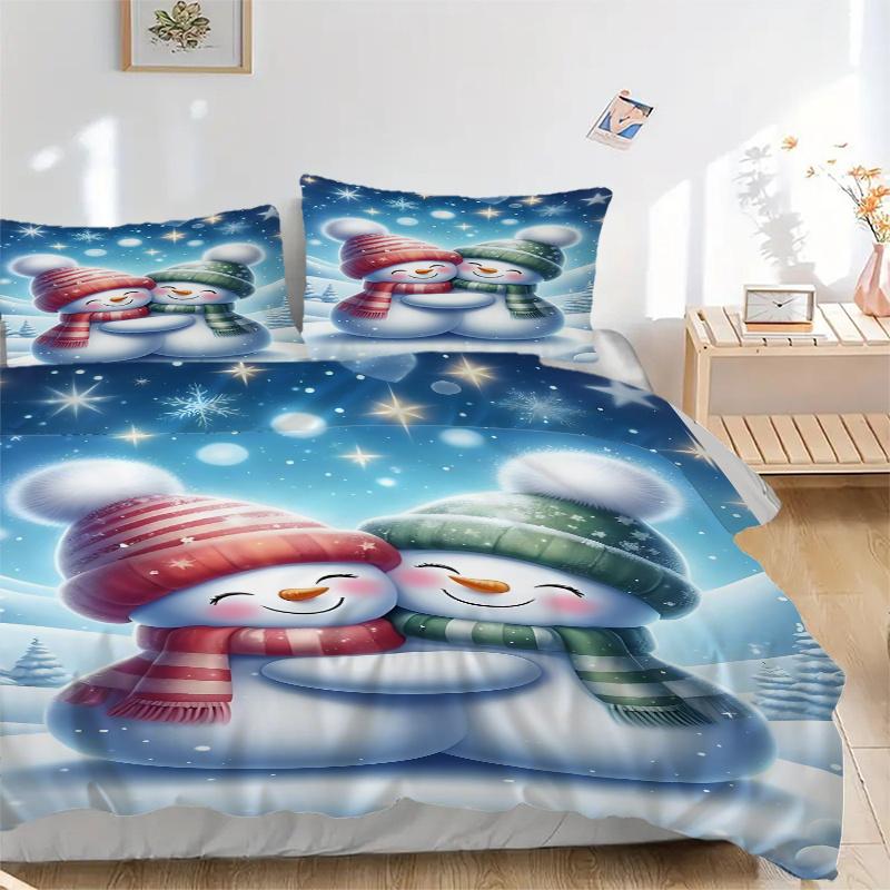 

3-предметный Рождественский набор постельного белья Снежная пара Зимняя страна чудес - Праздничный подарок для фанатов, Путешественников и для повседневного использования 1297a 135x200cm