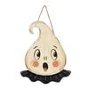 Rustic Wood Skull Decor Halloween Wooden Hanging Pendant with Lanyard, Retro Ghost/Pumpkin/Skull/Black Cat Holiday Yard Accents Decorations for Front