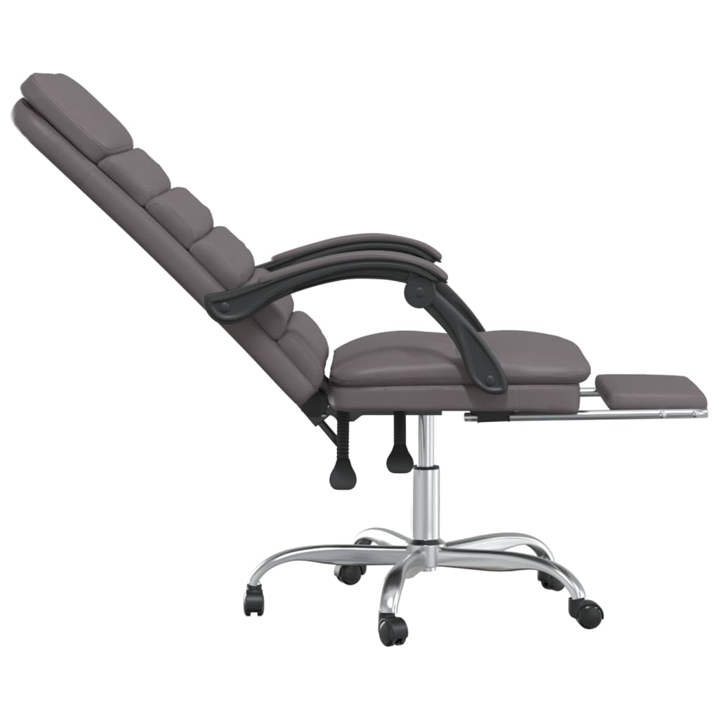 Massage Office Chair with Reclining Function Gray Artificial Leather