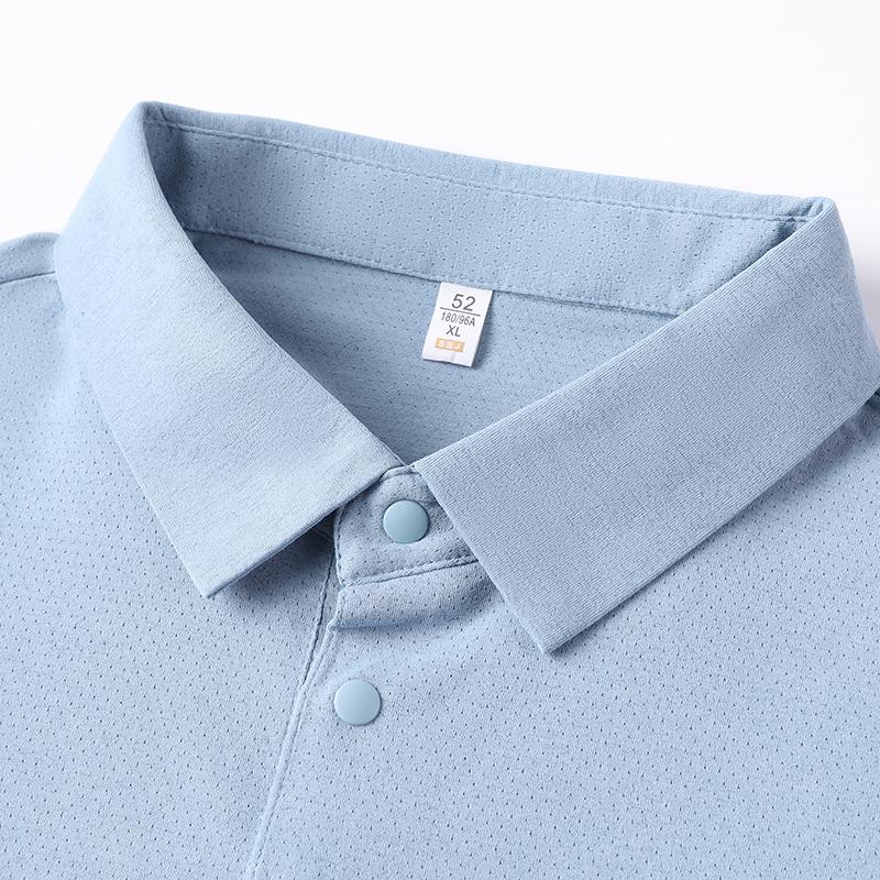 2025 New Summer Men's Lapel Solid Color Short-sleeved T-shirt Absorbent Quick Drying Polo Shirt