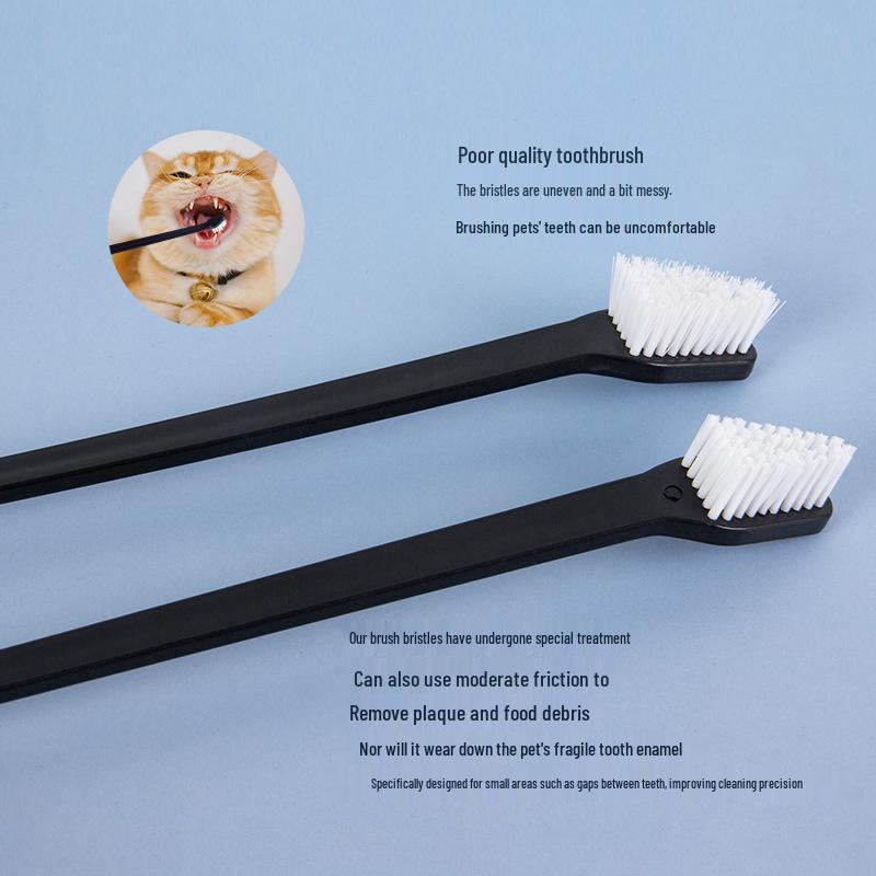 Pet Double Head Toothbrush for Dogs and Cats - Long Handle Oral Care Tool