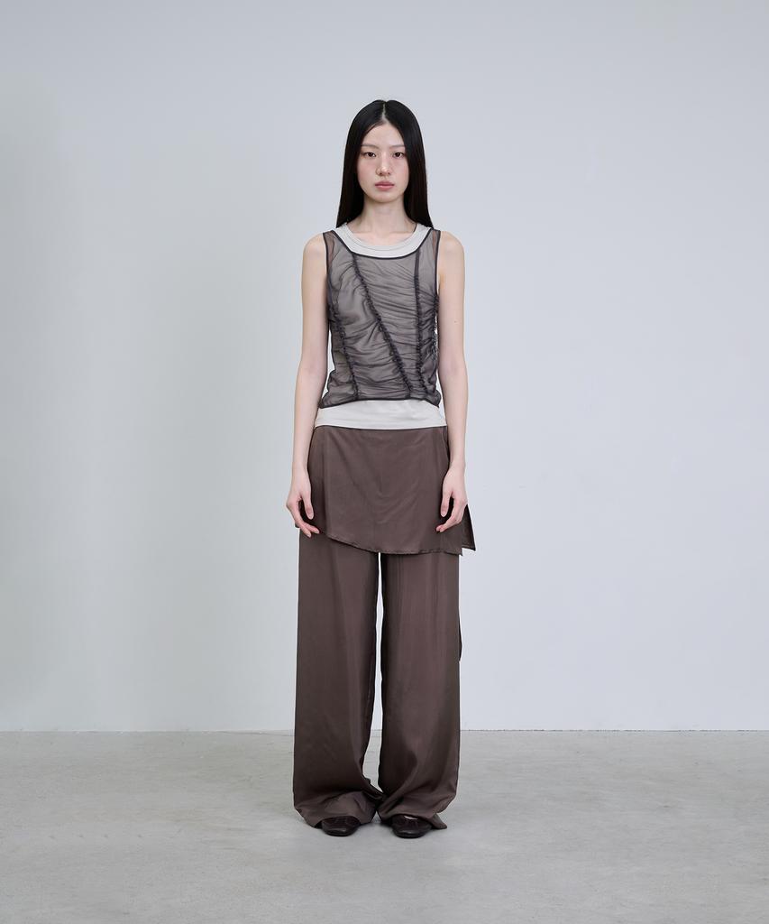 Deoaeteus Layered Sheer Sleeveless Set_Khaki