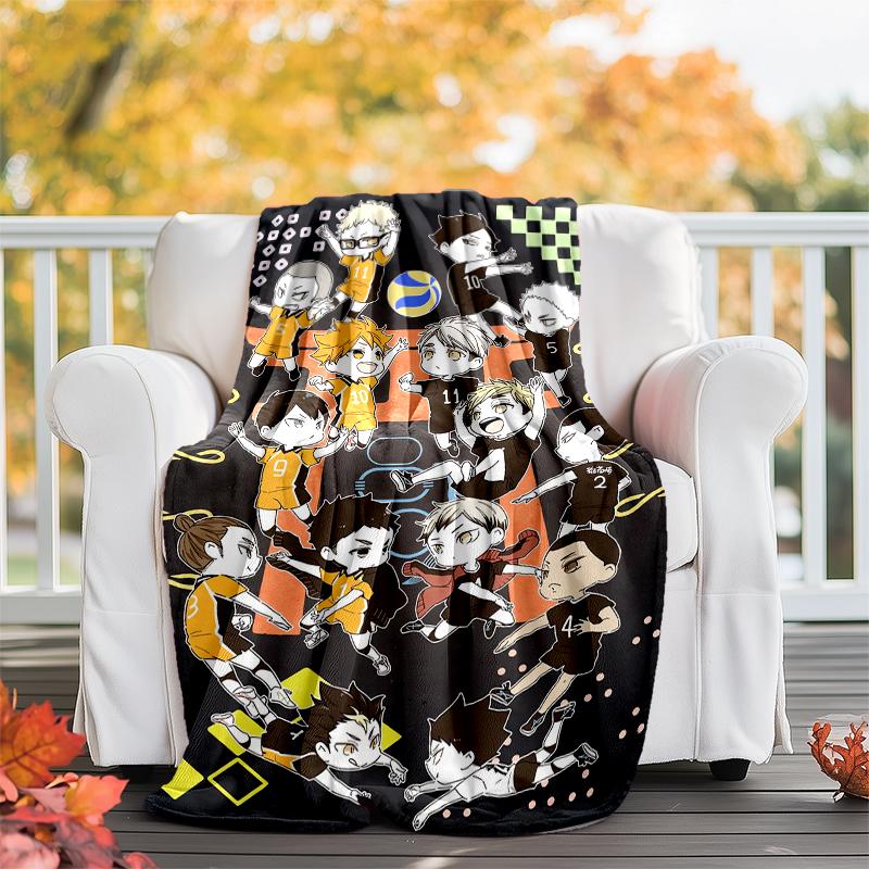 Haikyu Theme Printed Blanket - Perfect for Couch, Bed, Travel & Outdoor Use | Machine Washable, Cozy & Durable.