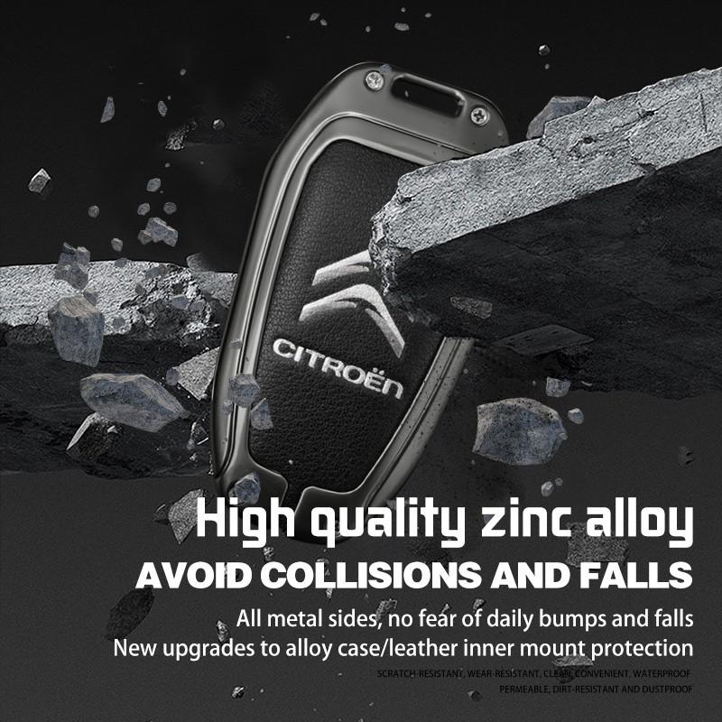 Metalen Lederen Auto Afstandsbediening Sleutelhoes Cover Sleutel Beschermer Fob Voor Citroen C1 C2 C4 C6 C3-XR Picasso Grand DS3 DS5 Auto Accessoires