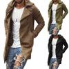 Men Lapel Trench Coat Outwear Overcoat Elegant Long Sleeve Winter Casual Warm Jacket