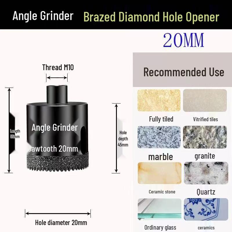 Diamond Brazed Angle Grinder Hole Opener for Ceramic, Vitrified Tiles, and Stone