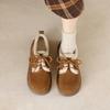 Thick-soled women's fleece retro single shoes lace-up winter warm cotton shoes