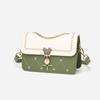 New leather small square bag high-end women's versatile messenger bag embroidery contrasting color shoulder bag large-capacity women's bag