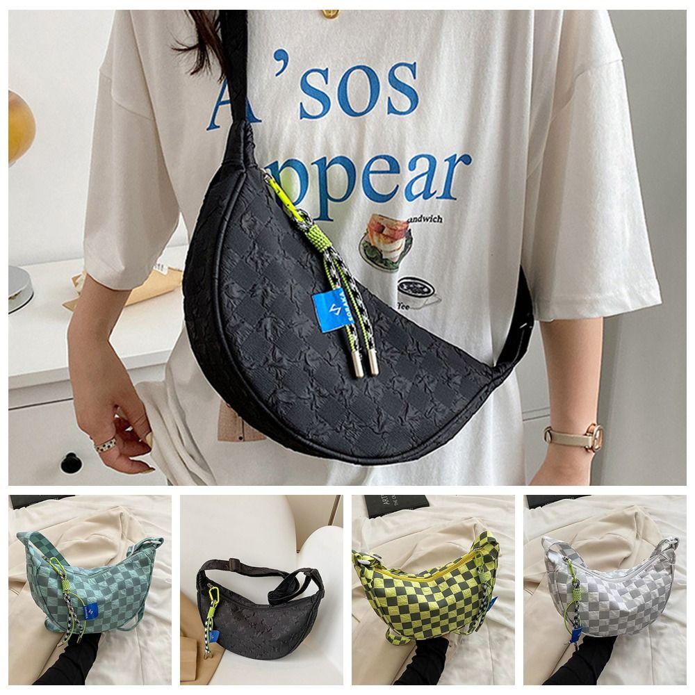 

Большая вместительная сумка-мессенджер в форме полумесяца в форме клецок, клетчатая сумка через плечо, уличная одежда