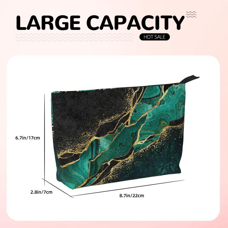 Green Gold Marble Print Toiletry Bag Women Travel Cosmetic Makeup Organizer Lady Portable Storage Dopp Kit Case