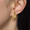 One Leaf 18k Gold Textured Leaf Earrings - Elegant Literary Light Luxury Design