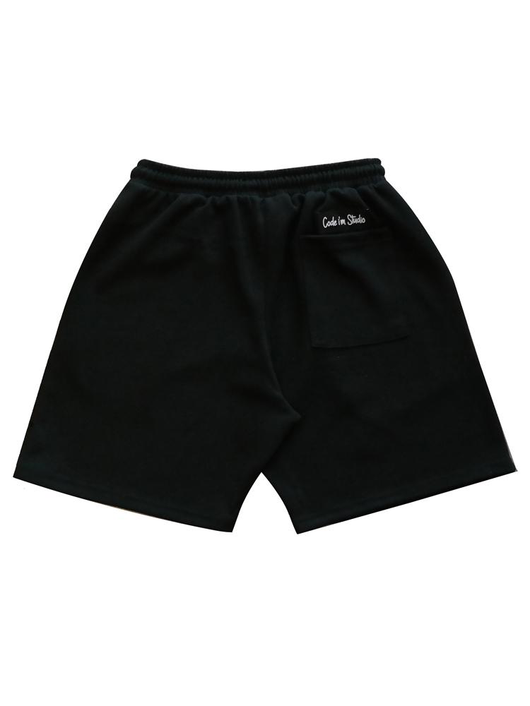 CODE I'M Authentic Logo Print Loose Fit Shorts Black