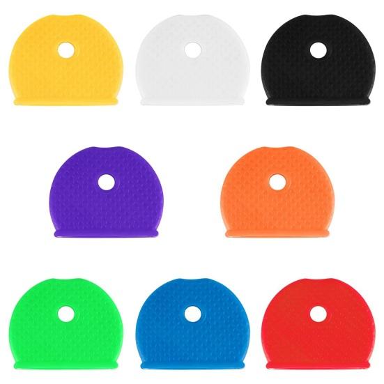 24/32/40 Pcs Colored Key Caps Flexible Round Rubber Key Covers Semi-circular Key Tags Identifiers for House Keys Non Odd-Shaped Keys