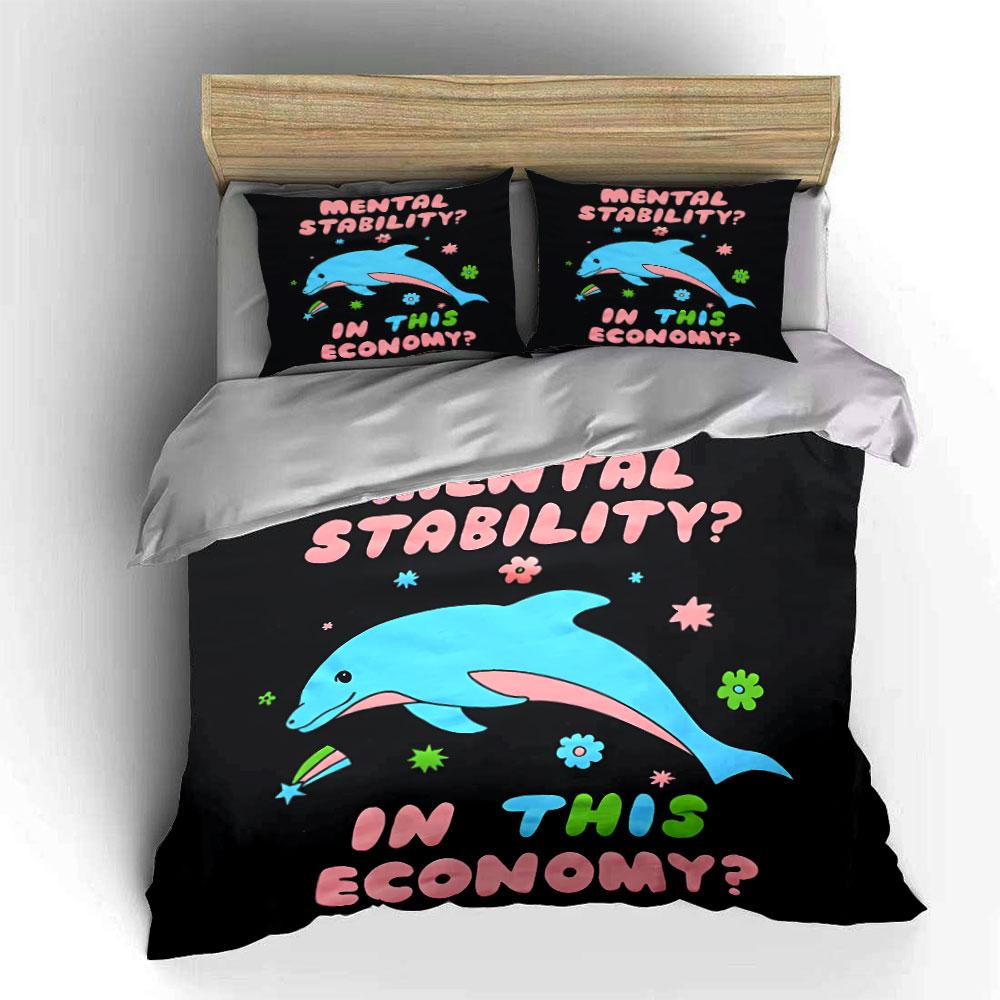 "Cartoon Dolphin Decor Set" Bedding Set with 1 Duvet Cover 2 Pillowcases Single Double King Queen, Gift