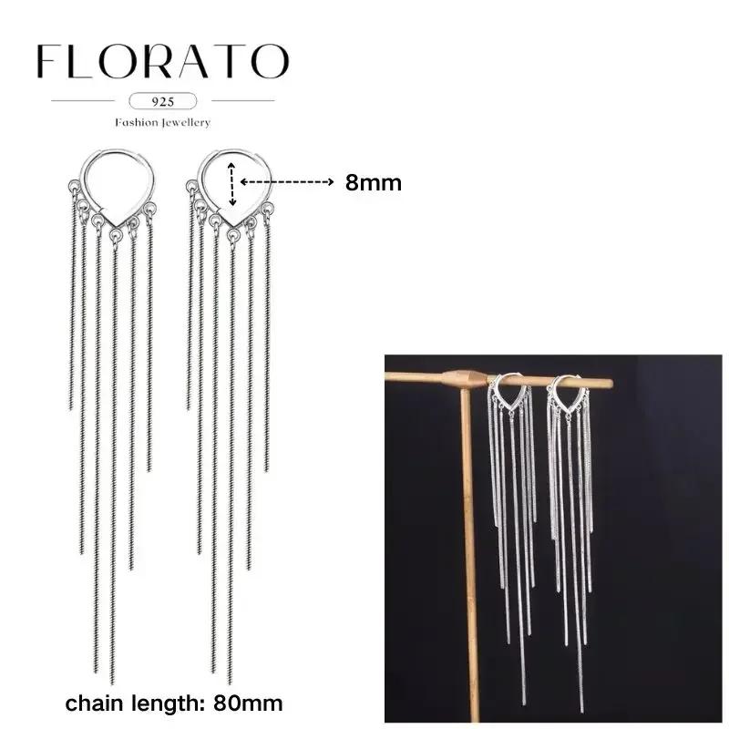 FLORATO 925 Silver Earrings Chain Tassel Pendant Earrings Zircon Silver Earrings for Women Trend Luxury Wedding Jewelry