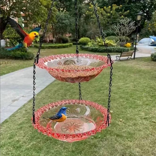 Noua pasăre floare în formă de hrănitoare agățată pentru păsări, baie pentru păsări, pentru grădină, curte, consumabile agricole, hrănitoare pentru colibri, baie pentru păsări, baie pentru păsări