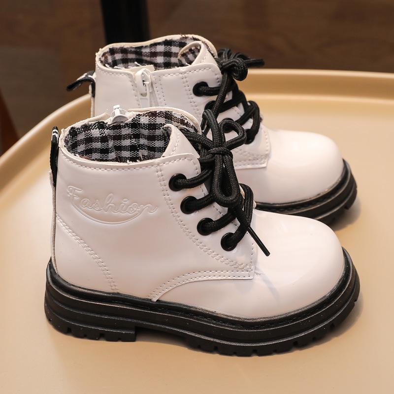 

Детские ботинки Martin Новые ботинки для девочек Осенние и зимние короткие ботинки Ботинки в британском стиле Ботинки для мальчиков 30 белый