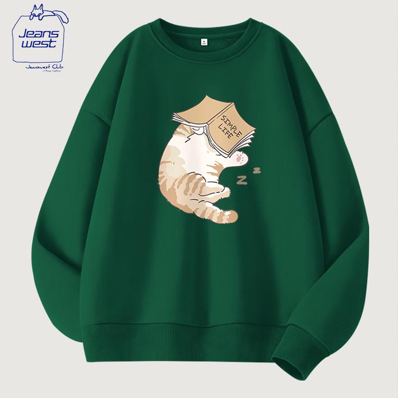 JEANSWEST CLUB Damen Casual Locker Geschnittenes Rundhals-Sweatshirt