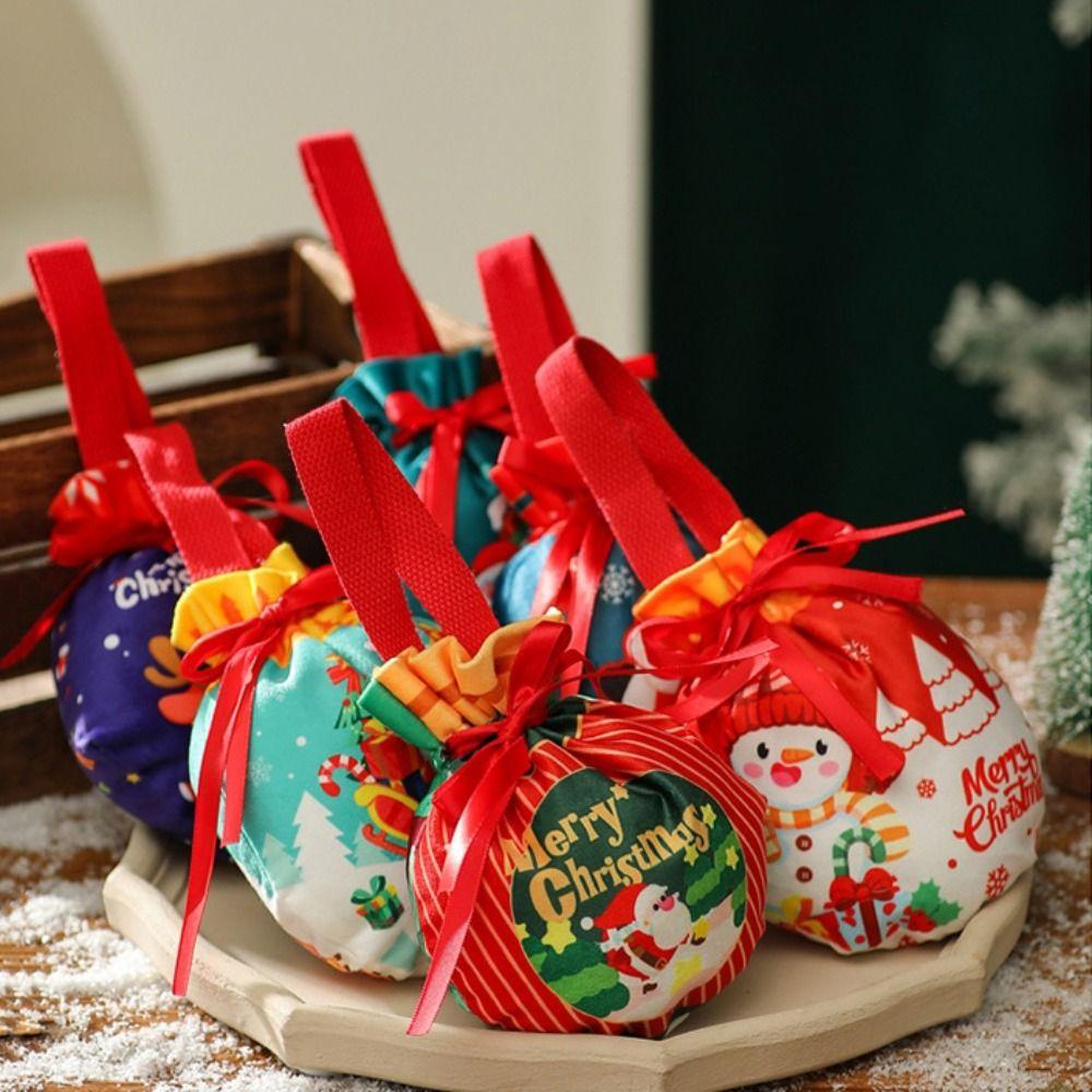 Storage Bag Candy Snack Gift Bag with Handle Christmas Candy Bag Outdoor Christmas