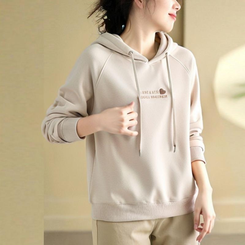 Hooded Sweatshirt Women's Long-sleeved Korean Style Loose Autumn and Winter Style Casual Korean Style Top Jacket