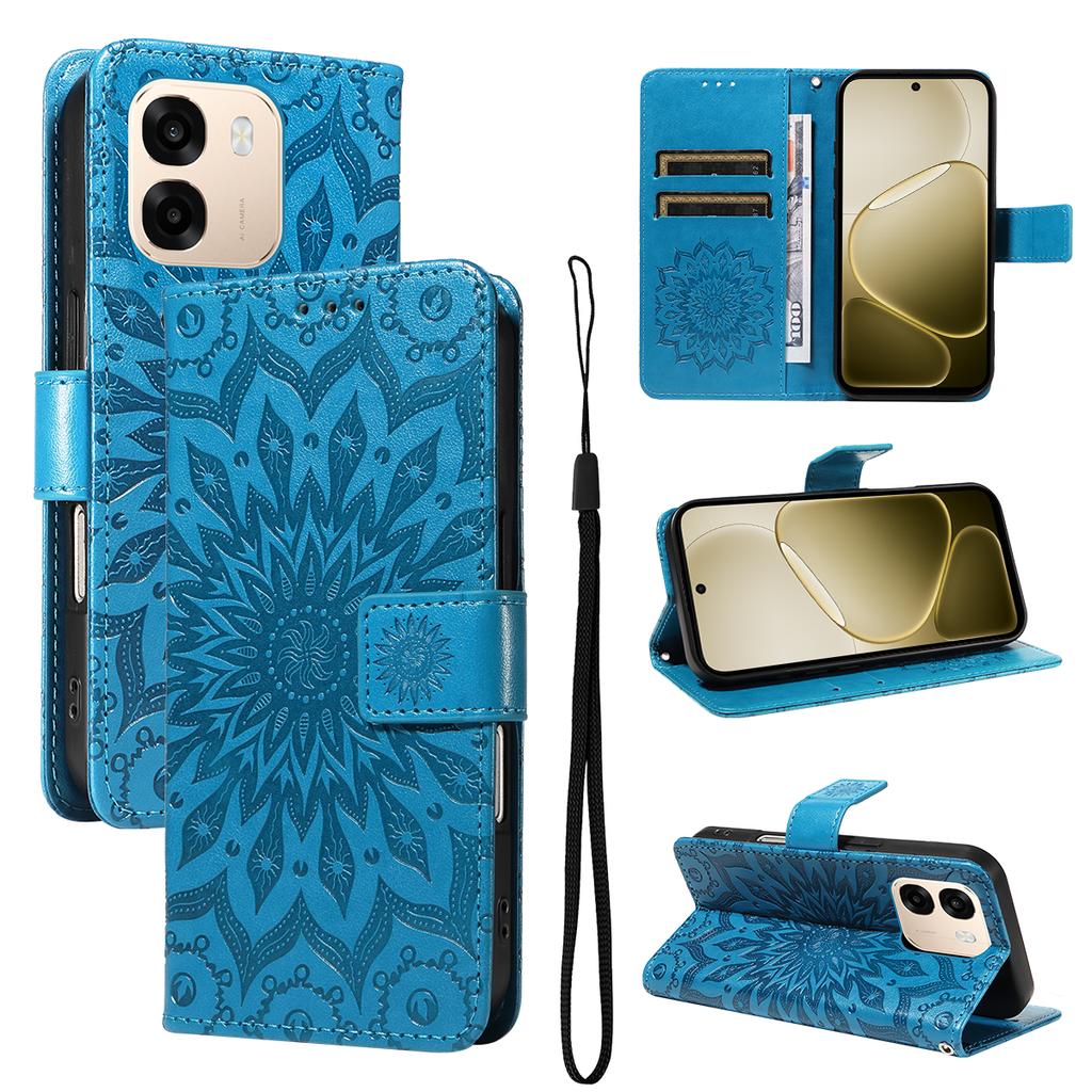 For Oppo A6 5G/Oppo A6x 5G Leather Wallet Case Sunflower Imprinted Phone Cover