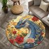 Dragon and Rose Style Flannel-printed round floor mats are slip-resistant Suitable living room bedroom terrace garden carpets