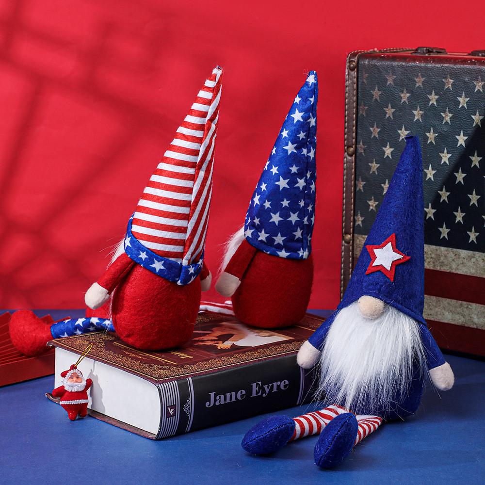 Creative Independence Day Gnome Doll Figurine With Patriotic Hat And Legs For Festive Decor